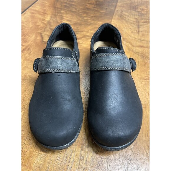 Clarks Roseville Dot Loafers Women’s 7.5 Black Leather Comfort Slip-On Shoes - Picture 5 of 9